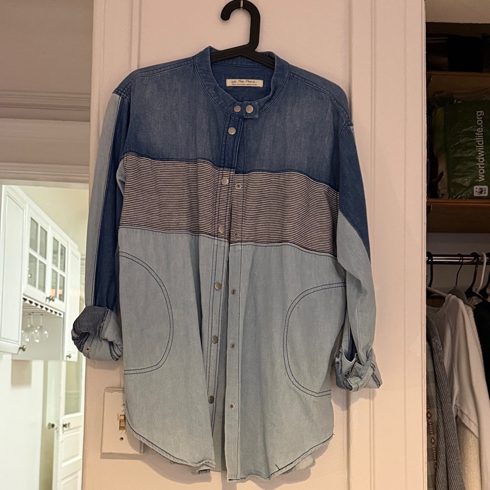 We The Free Denim Blue Top